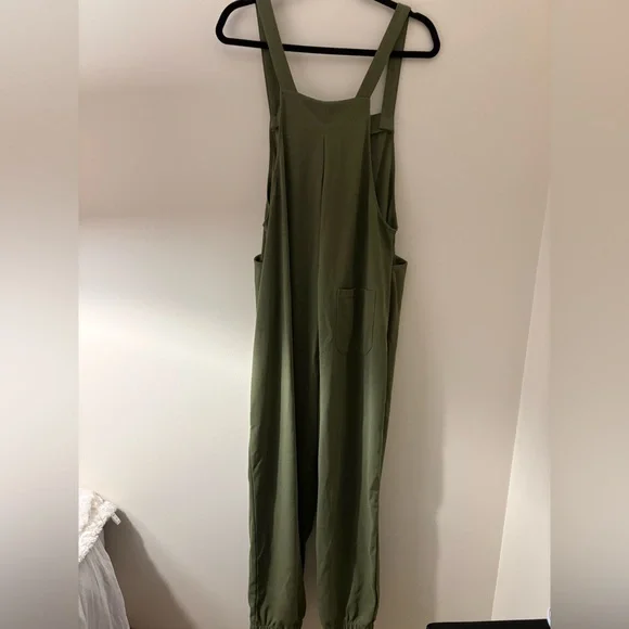 NWT Halara Casual Joggers Overalls Olive Green Waffle Athleisure Jumpsuit Sz L - Picture 10 of 11